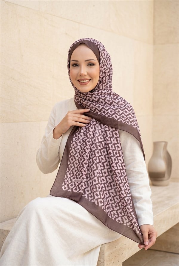 Nora Patterned Scarf Series Coffee