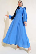 Nostalgic Collar Belted Dress Blue