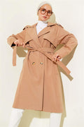Shoulder Epaulette Button Detailed Trench Coat Camel