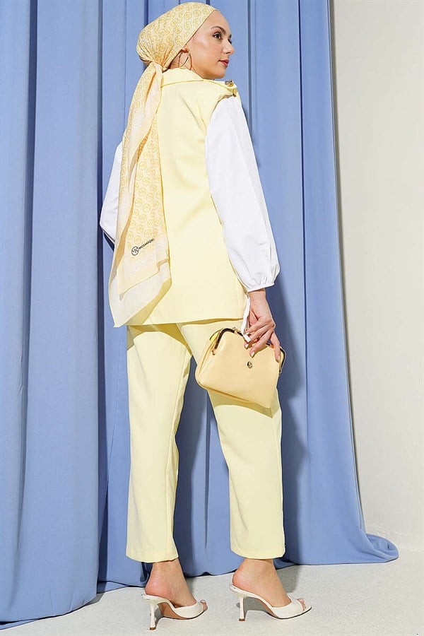Yellow Vest 2 Piece Set with Shoulder Epaulets and Gold Buttons