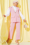 Pink Vest 2 Piece Set with Shoulder Epaulets and Gold Buttons