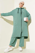 Aerobin 2 Piece Set with Shoulder Epaulets and Long Cardigan, Age Green