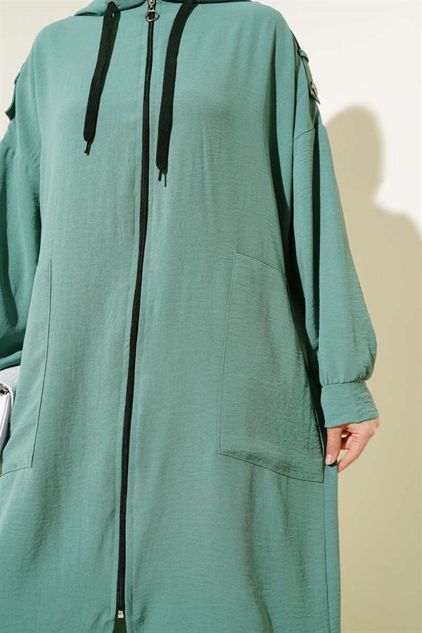 Aerobin 2 Piece Set with Shoulder Epaulets and Long Cardigan, Age Green