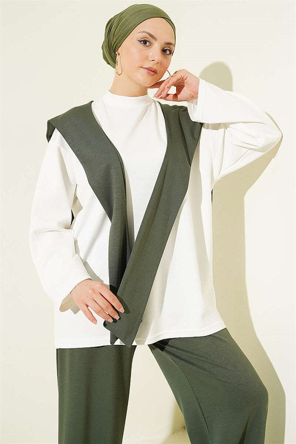 Basic 2 Piece Set with Shoulder Straps, Khaki