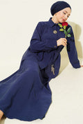 Modal 2 Piece Set with Shoulder Gathered Skirt, Navy Blue