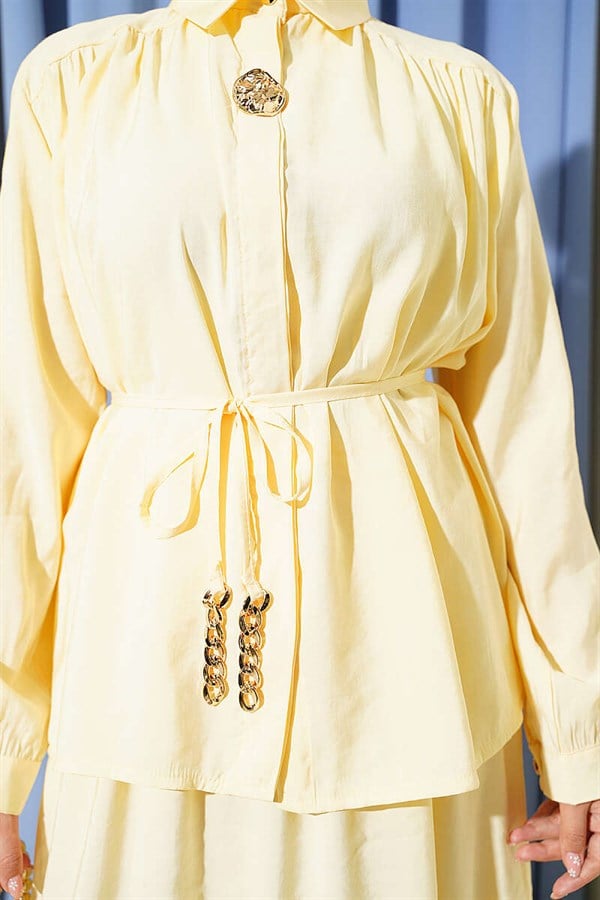 Modal 2 Piece Set with Shoulder Gathered Skirt, Yellow