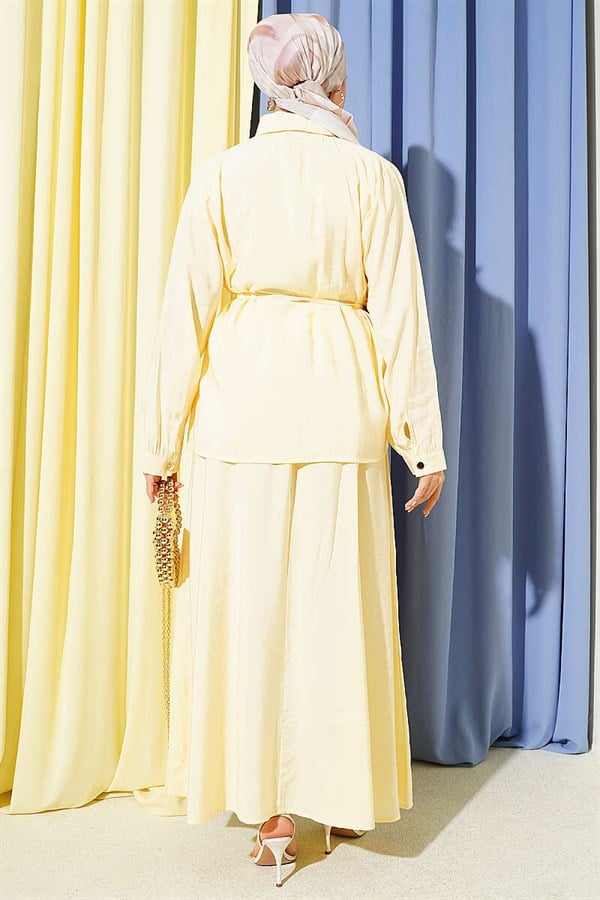 Modal 2 Piece Set with Shoulder Gathered Skirt, Yellow