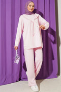 Loisha 2 Piece Set with Shoulder Lace Scarf, Pink