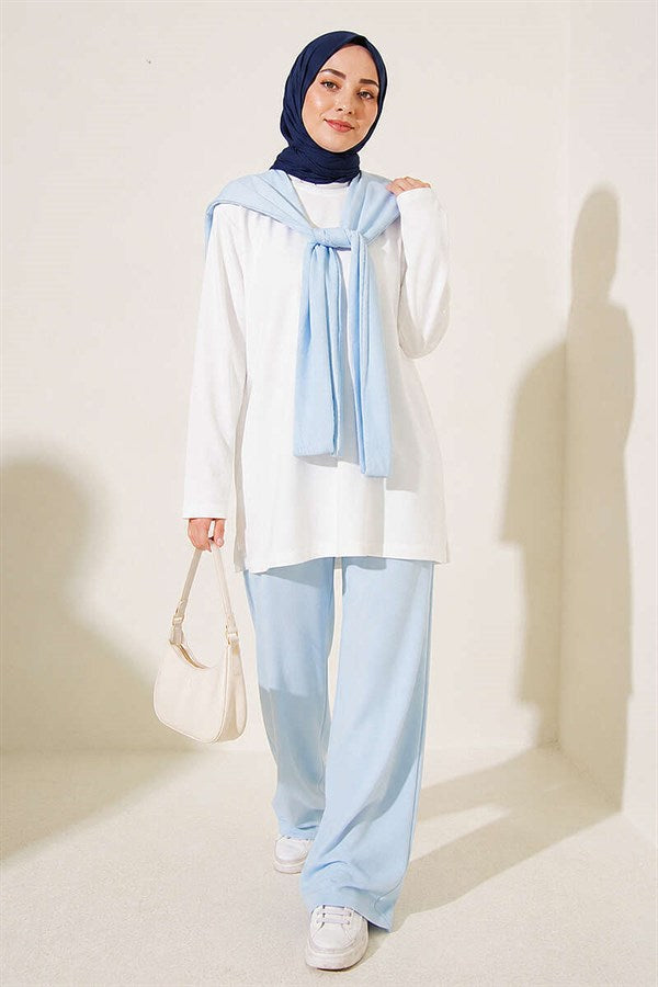 Loysha 2 Piece Set with Shoulder Detail, Ice Blue
