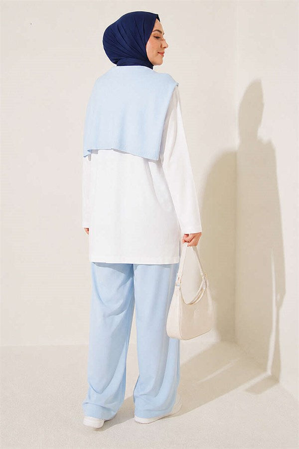Loysha 2 Piece Set with Shoulder Detail, Ice Blue