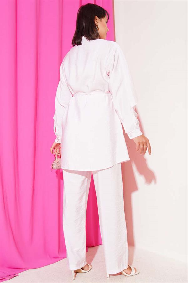 Shoulder Ruffle Cape 2 Piece Set Pink