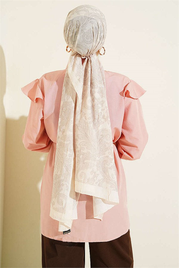 Shoulder Ruffled Belted Shirt Powder Pink