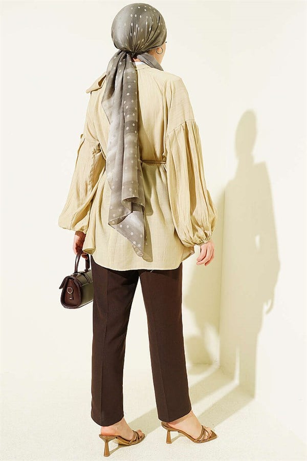 Loose-fitting Tunic with Shoulder Bow, Lime