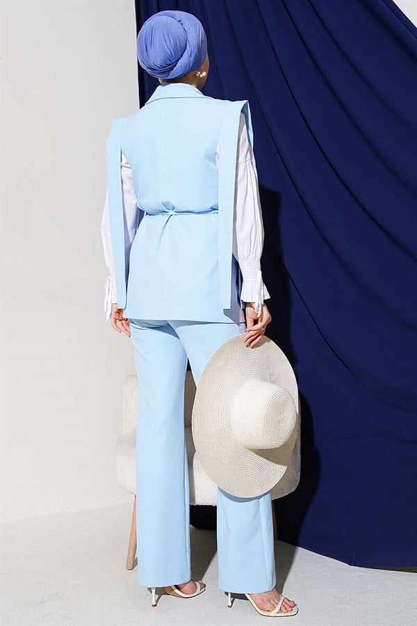 2 Piece Set with Shoulder Belt and Vest, Baby Blue