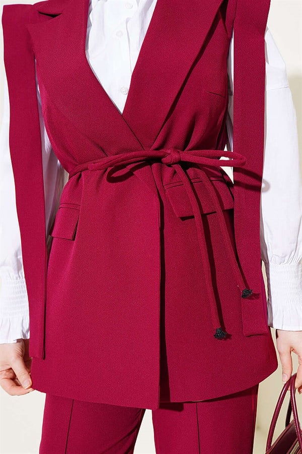2 Piece Set with Shoulder Belt and Vest, Burgundy