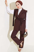 2 Piece Set with Shoulder Belt and Vest, Coffee