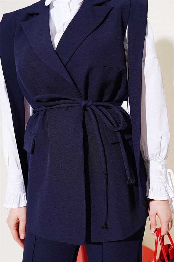 2 Piece Set with Shoulder Belt and Vest, Navy Blue