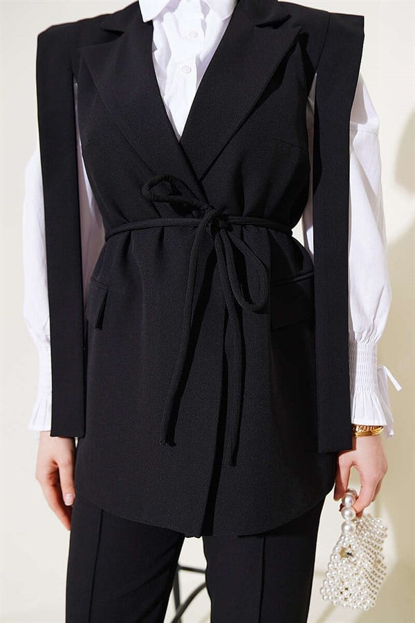 2 Piece Set with Shoulder Belt and Vest, Black