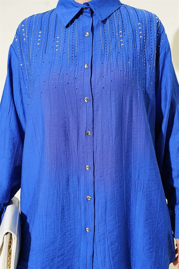 Shoulder Mini Embellished Shirt in Saks