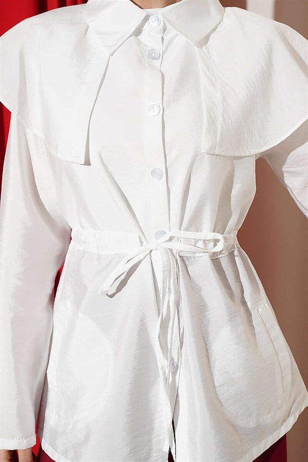 Shoulder-Separated Waist Tunnel Shirt White