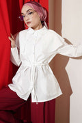 Shoulder-Separated Waist Tunnel Shirt White
