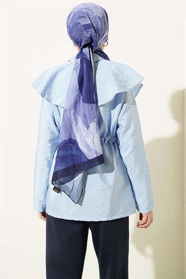 Shoulder-Separated Waist Tunnel Shirt, Blue