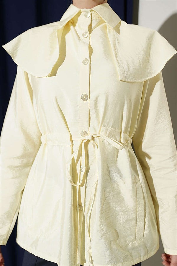 Shoulder-Separated Waist Tunnel Shirt, Yellow