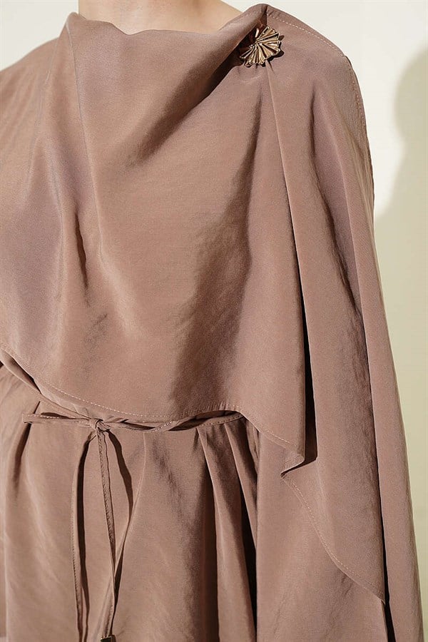 Modal 2 Piece Set with Shoulder Cape Latte