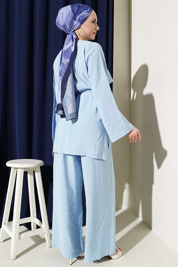 Modal 2 Piece Set with Shoulder Cape, Blue