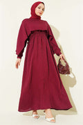 Off-Shoulder Cape Dress with Sequin Details, Burgundy