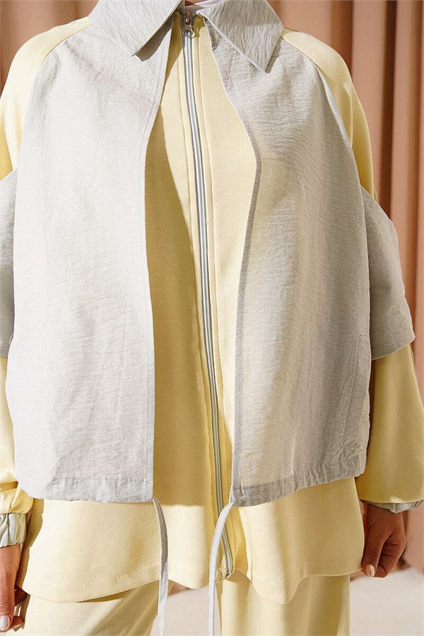 2 Piece Set with Shoulder Stripe Trim, Yellow