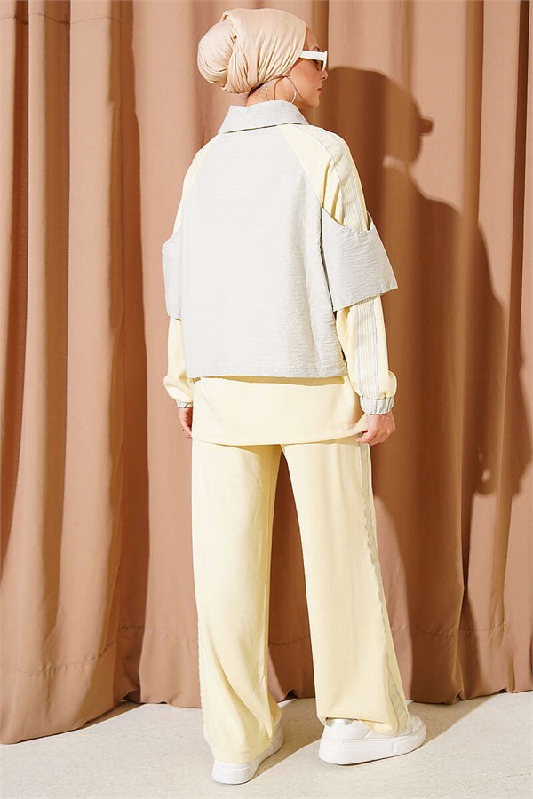 2 Piece Set with Shoulder Stripe Trim, Yellow