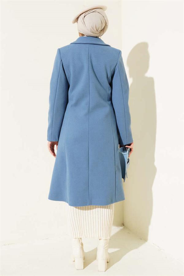 Shoulder Stoned Cashmere Coat Indigo