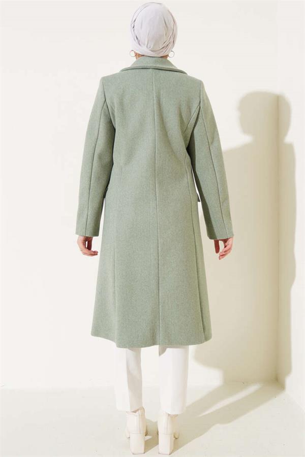 Shoulder Stoned Cashmere Coat Mint Green