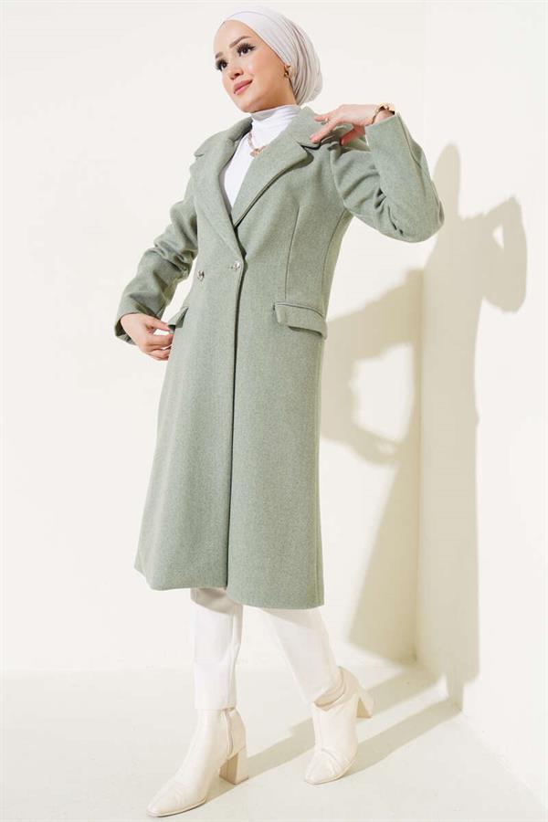 Shoulder Stoned Cashmere Coat Mint Green