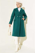 Shoulder Stoned Cashmere Coat Emerald