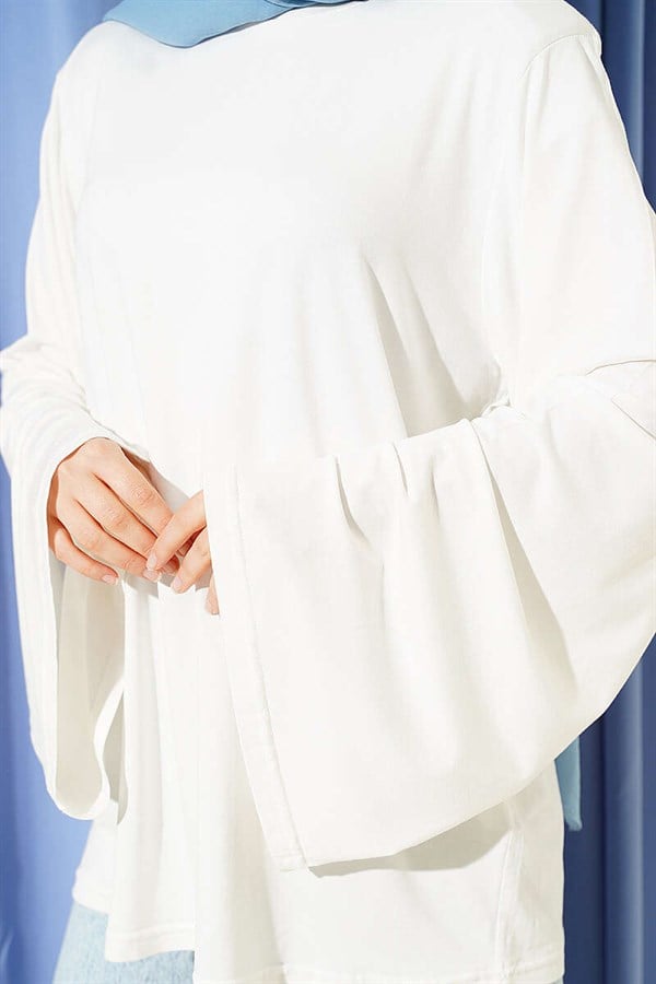 Shoulder Padded Wide Sleeved Tunic, Ecru