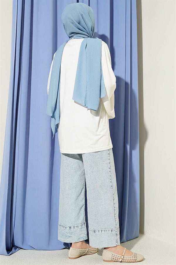Shoulder Padded Wide Sleeved Tunic, Ecru