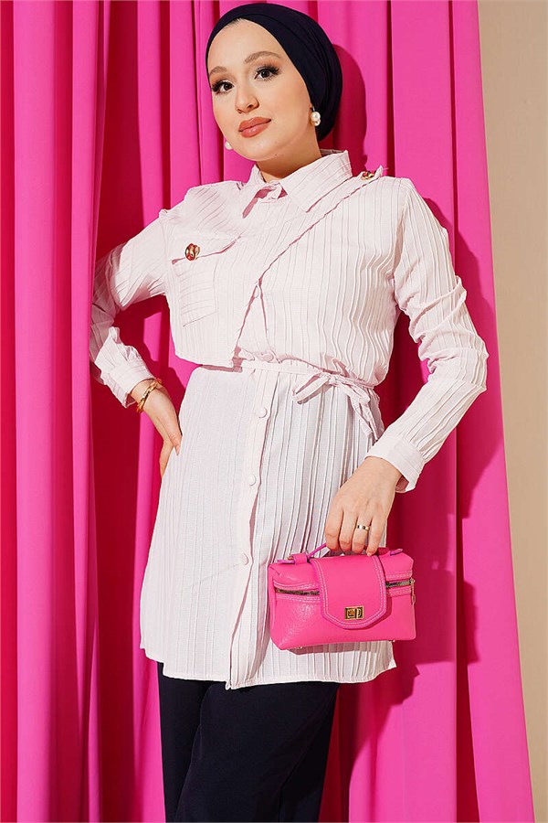 Shoulder Buttoned Pocket Shirt Powder Pink