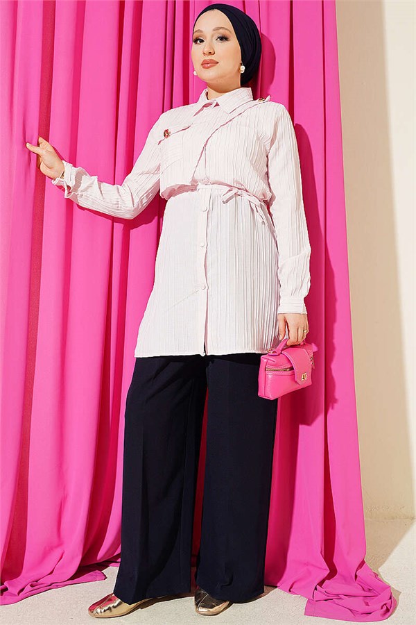 Shoulder Buttoned Pocket Shirt Powder Pink
