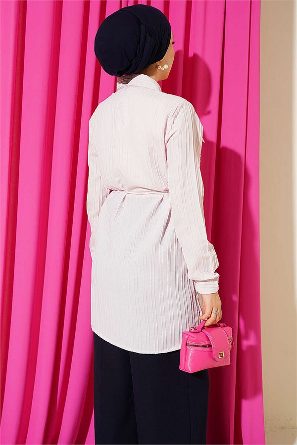 Shoulder Buttoned Pocket Shirt Powder Pink