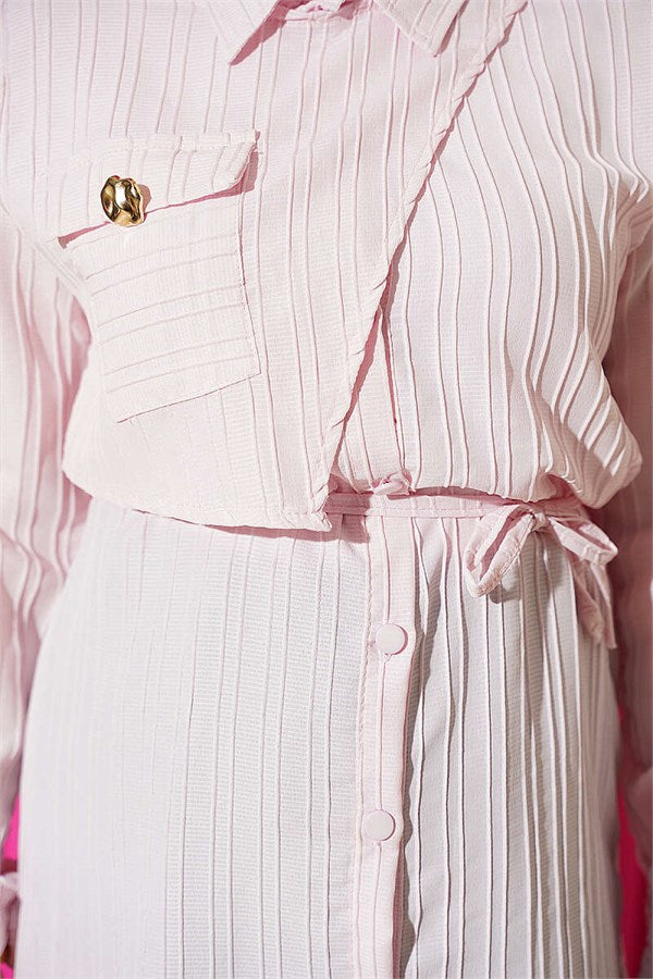 Shoulder Buttoned Pocket Shirt Powder Pink