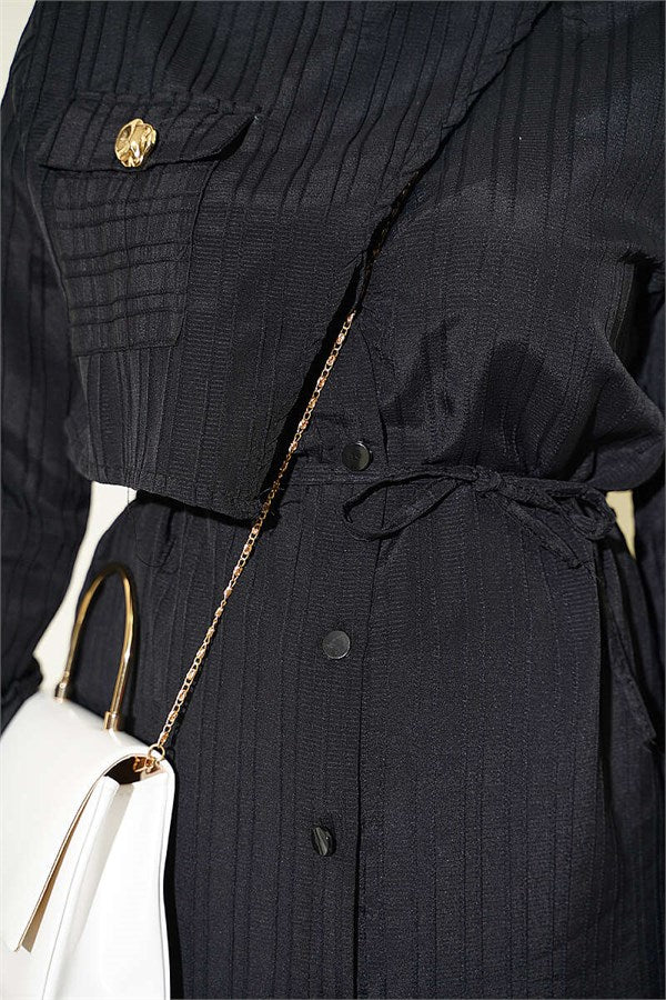 Black Button-Down Pocket Shirt