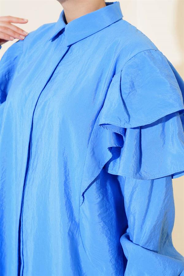 Shoulder Layered Tunic Blue