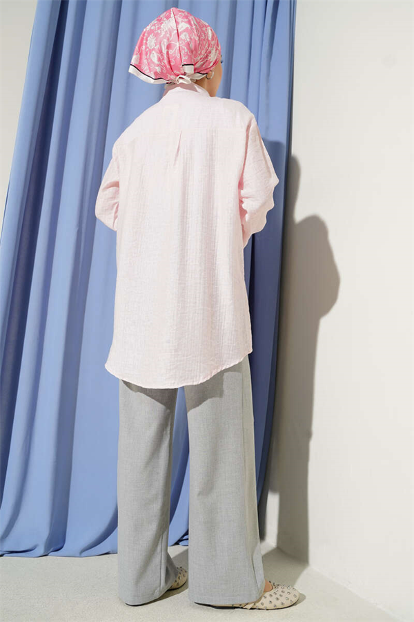 Pink Shirt with Stone Embellished Shoulders