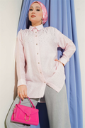 Pink Shirt with Stone Embellished Shoulders