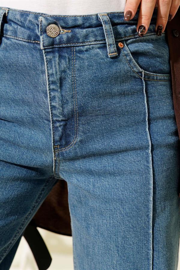 Front-Stitched Palazzo Jeans, Light Blue