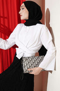 Front-Tie Short Shirt, White