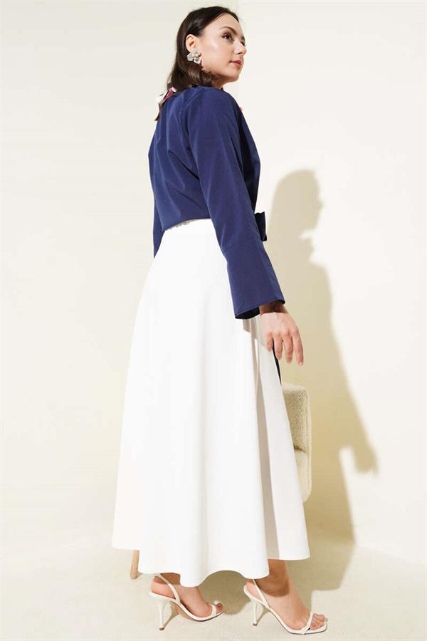 Front Tie Short Shirt Navy Blue