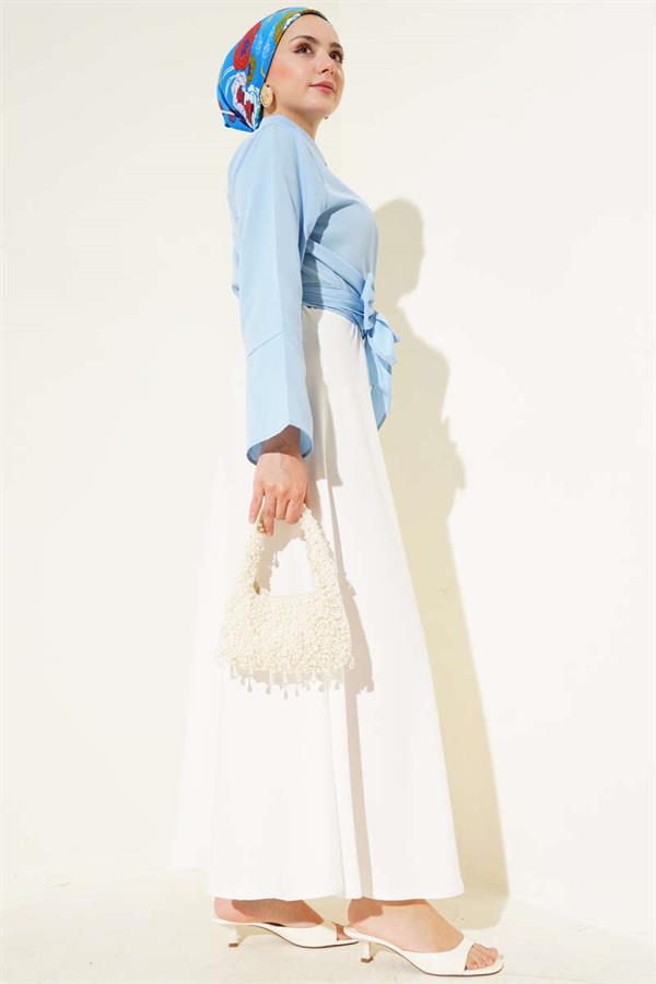Front Tie Short Shirt Blue